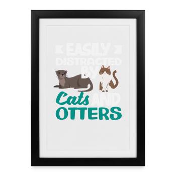 Loutre de mer dessin animé chats - Affiche encadrée (27 × 37 cm) - noir - Devant