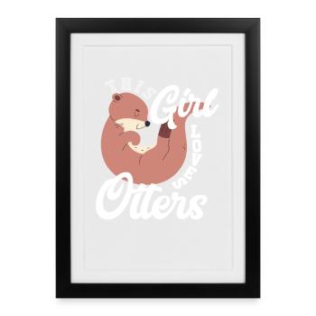 Sea Otter Cartoon Girl - Framed poster (27 × 37 cm) - black - Front