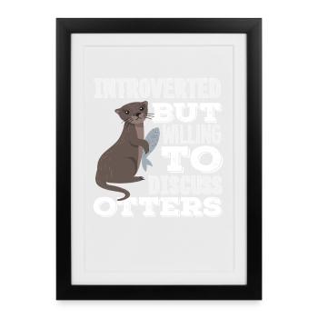Sea Otter Cartoon Introvert - Framed poster (27 × 37 cm) - black - Front