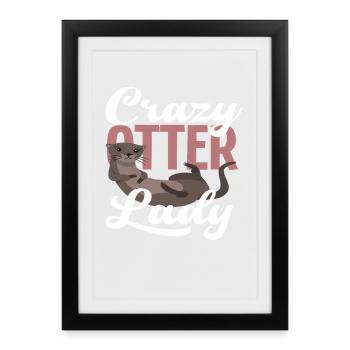 Dame loutre de mer - Affiche encadrée (27 × 37 cm) - noir - Devant