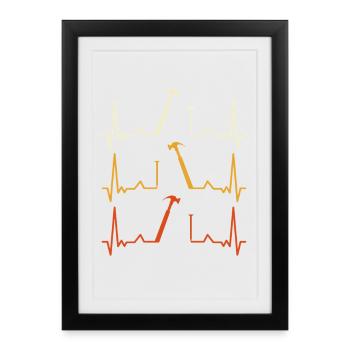 Heartbeat Hammer Pattern - Framed poster (27 × 37 cm) - black - Front
