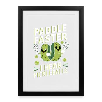 Pickleball Gurke Essiggurke Geschenk - Gerahmtes Poster (27 × 37 cm) - Schwarz - Vorne