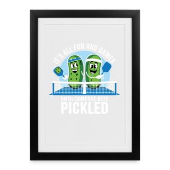 Joueur de pickleball Pickles Équipe cadeau - Affiche encadrée (27 × 37 cm) - noir - Devant