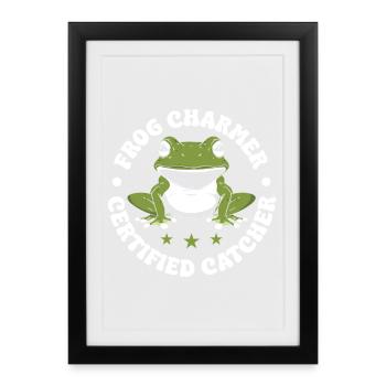 Frog Catcher Charmer Grenouille certifiée - Affiche encadrée (27 × 37 cm) - noir - Devant