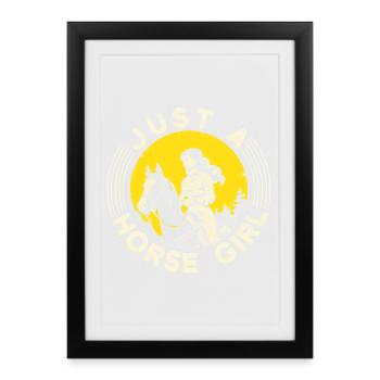 Hobby Horse Rider HOrse Girl English Riding Horse - Gerahmtes Poster (27 × 37 cm) - Schwarz - Vorne