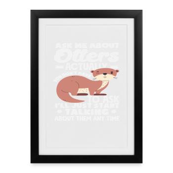 Loutre de mer dessin animé conversation sur la loutre - Affiche encadrée (27 × 37 cm) - noir - Devant
