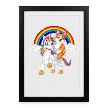 Chemise pour enfants Riche Licorne Arc-en-ciel - Affiche encadrée (27 × 37 cm) - noir - Devant