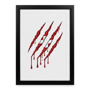 Danemark griffe grunge dannebrog drapeau scratch - Affiche encadrée (27 × 37 cm) - noir - Devant
