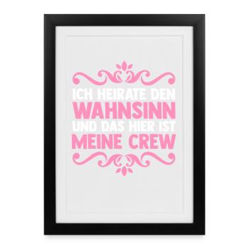 Enterrement de vie de garçon Équipe Mariée Enterrement de vie de jeune fille - Affiche encadrée (27 × 37 cm) - noir - Devant