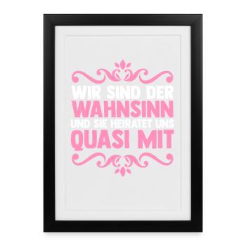 Enterrement de vie de garçon Équipe Mariée Enterrement de vie de jeune fille - Affiche encadrée (27 × 37 cm) - noir - Devant