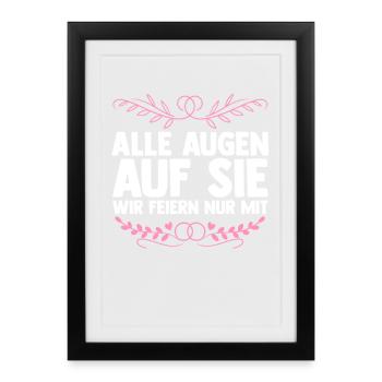Enterrement de vie de garçon Équipe Mariée Enterrement de vie de jeune fille - Affiche encadrée (27 × 37 cm) - noir - Devant