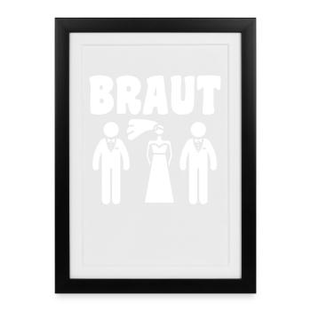 Enterrement de vie de garçon Équipe Mariée Enterrement de vie de jeune fille - Affiche encadrée (27 × 37 cm) - noir - Devant