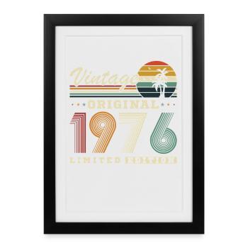 1976 Vintage Rétro Cadeau D'anniversaire - Affiche encadrée (27 × 37 cm) - noir - Devant