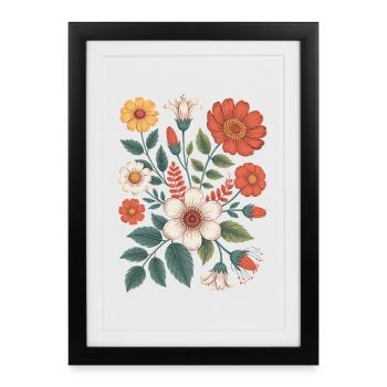 Botanical Flower Diversity Garden Meadow Nature - Framed poster (27 × 37 cm) - black - Front