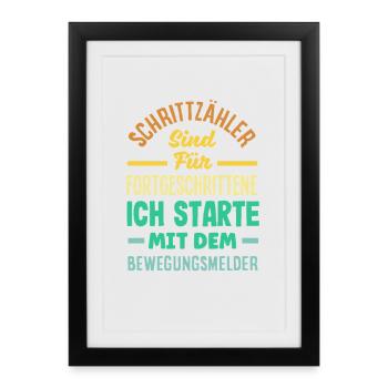 Podomètre? J’utilise le détecteur de mouvement - Affiche encadrée (27 × 37 cm) - noir - Devant