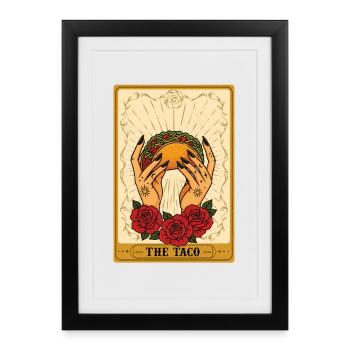 La carte de tarot Taco Bold Minimal Funny Vibe - Affiche encadrée (27 × 37 cm) - noir - Devant