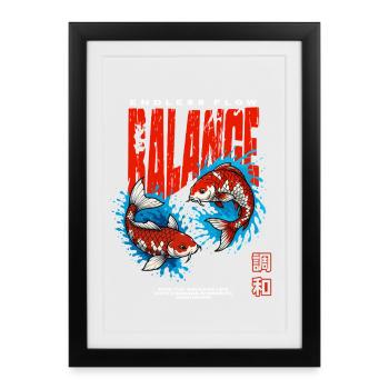 Balance - Koi Fish - Endless Flow - Framed poster (27 × 37 cm) - black - Front