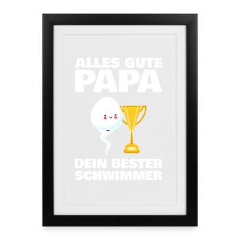 Tout le meilleur papa vous souhaite votre meilleur nageur - Affiche encadrée (27 × 37 cm) - noir - Devant