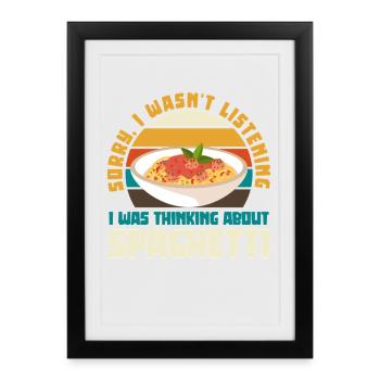 Spaghetti Réflexion Pause Rétro - Affiche encadrée (27 × 37 cm) - noir - Devant