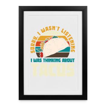Late Taco Thought Train Design rétro - Affiche encadrée (27 × 37 cm) - noir - Devant