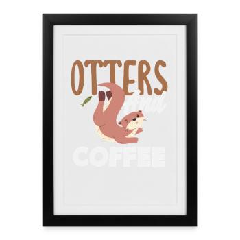 Sea Otter Cartoon Coffee - Framed poster (27 × 37 cm) - black - Front