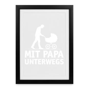Future papa SUR LA ROUTE AVEC PAPA DRÔLE - Affiche encadrée (27 × 37 cm) - noir - Devant