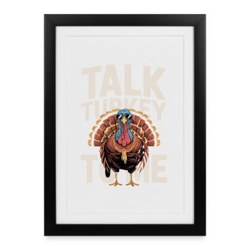 Parlez-moi de la dinde Dicton de Thanksgiving en dinde - Affiche encadrée (27 × 37 cm) - noir - Devant