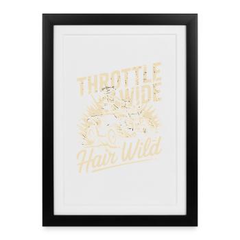 Accélérateur large cheveux sauvage quad conducteur de VTT tout-terrain - Affiche encadrée (27 × 37 cm) - noir - Devant