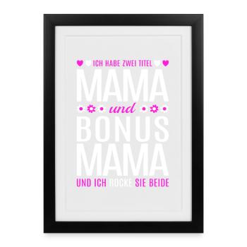 Maman Bonus Maman Belle-mère Cadeau de fête des mères - Affiche encadrée (27 × 37 cm) - noir - Devant