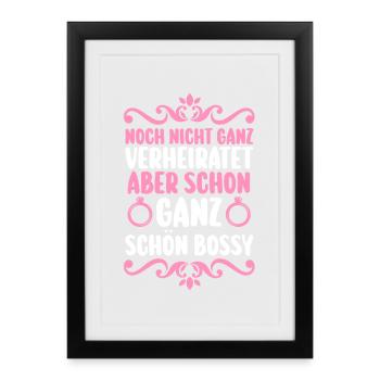 Enterrement de vie de garçon Équipe Mariée Enterrement de vie de jeune fille - Affiche encadrée (27 × 37 cm) - noir - Devant