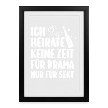 Enterrement de vie de garçon Équipe Mariée Enterrement de vie de jeune fille - Affiche encadrée (27 × 37 cm) - noir - Devant