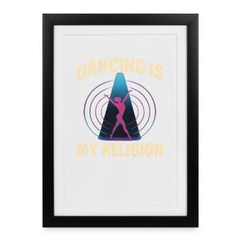 La danse est ma religion – Techno Rave - Affiche encadrée (27 × 37 cm) - noir - Devant