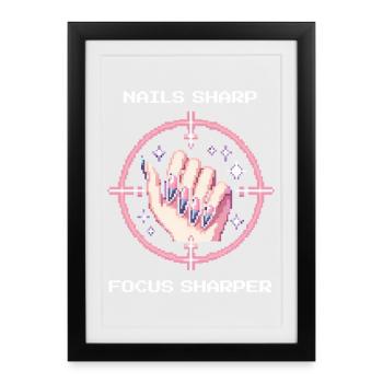 Sharp nails, even sharper focus | Girly Edge - Framed poster (27 × 37 cm) - black - Front