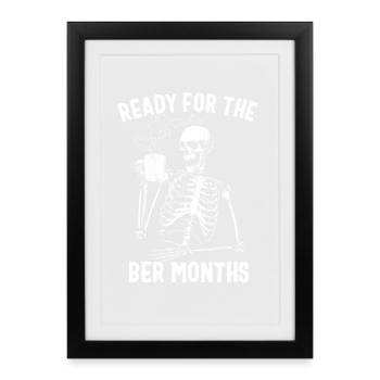 Men Ready For The Ber Months Skeleton Coffee - Framed poster (27 × 37 cm) - black - Front