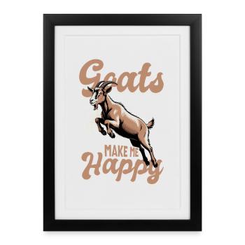 Drôle d’animal de la ferme chèvre - Affiche encadrée (27 × 37 cm) - noir - Devant