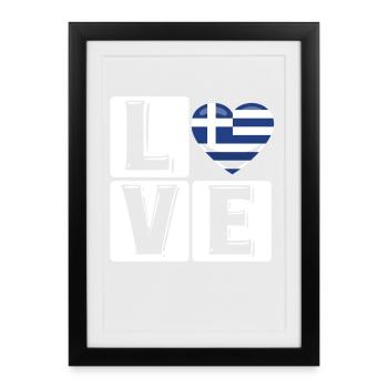 Love Greece Heart Flag - Framed poster (27 × 37 cm) - black - Front