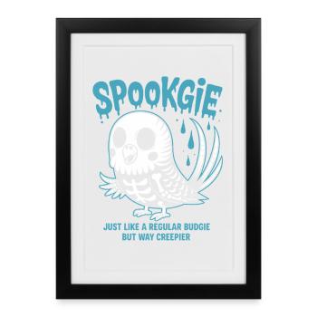 Spooky Perruche Squelette Halloween - Affiche encadrée (27 × 37 cm) - noir - Devant