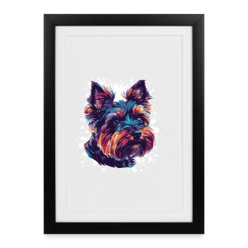 Colorful Dog Portrait Splatter - Framed poster (27 × 37 cm) - black - Front