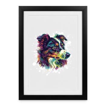 Color Explosion Dog Portrait - Framed poster (27 × 37 cm) - black - Front