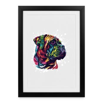 Colored Dog Portrait Splatter - Framed poster (27 × 37 cm) - black - Front