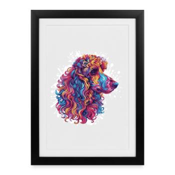 Tête de caniche colorée Artwork - Affiche encadrée (27 × 37 cm) - noir - Devant
