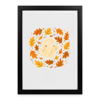 Herbstgeist zwischen Blättern - Affiche encadrée (27 × 37 cm) - noir - Devant