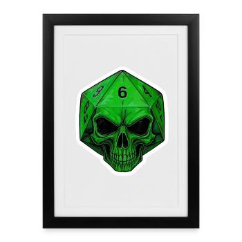 Mystic D20 Cube with Skull – Fantasy - Framed poster (27 × 37 cm) - black - Front