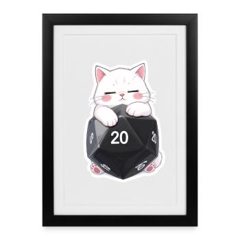 Sleeping Cat Hugging W20 Cube – Cartoon - Framed poster (27 × 37 cm) - black - Front