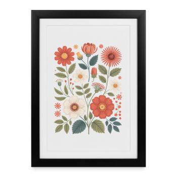 Botanical Flower Diversity Garden Meadow Nature - Framed poster (27 × 37 cm) - black - Front