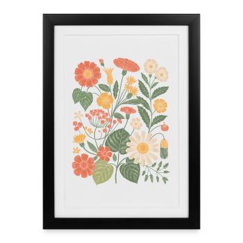 Fleurs Vintage Fleurs Sauvages Nature - Affiche encadrée (27 × 37 cm) - noir - Devant