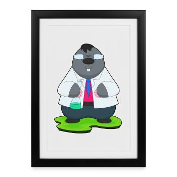 Mole Scientist Test Tube Laboratory - Framed poster (27 × 37 cm) - black - Front