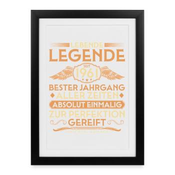 65th Birthday - Legend since 1961 Vintage - Framed poster (27 × 37 cm) - black - Front