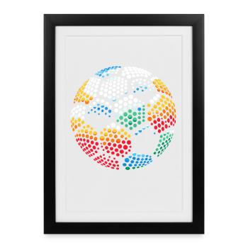 Spotty Colorful Dot Mosaïque Globe - Affiche encadrée (27 × 37 cm) - noir - Devant