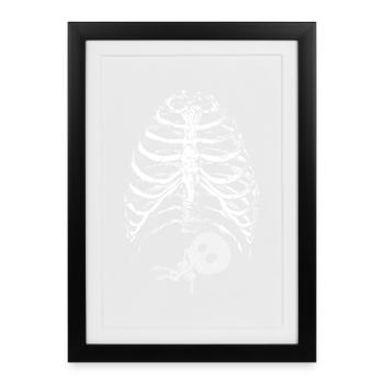 Squelette Bébé Cage Thoracique Halloween Grossesse - Affiche encadrée (27 × 37 cm) - noir - Devant
